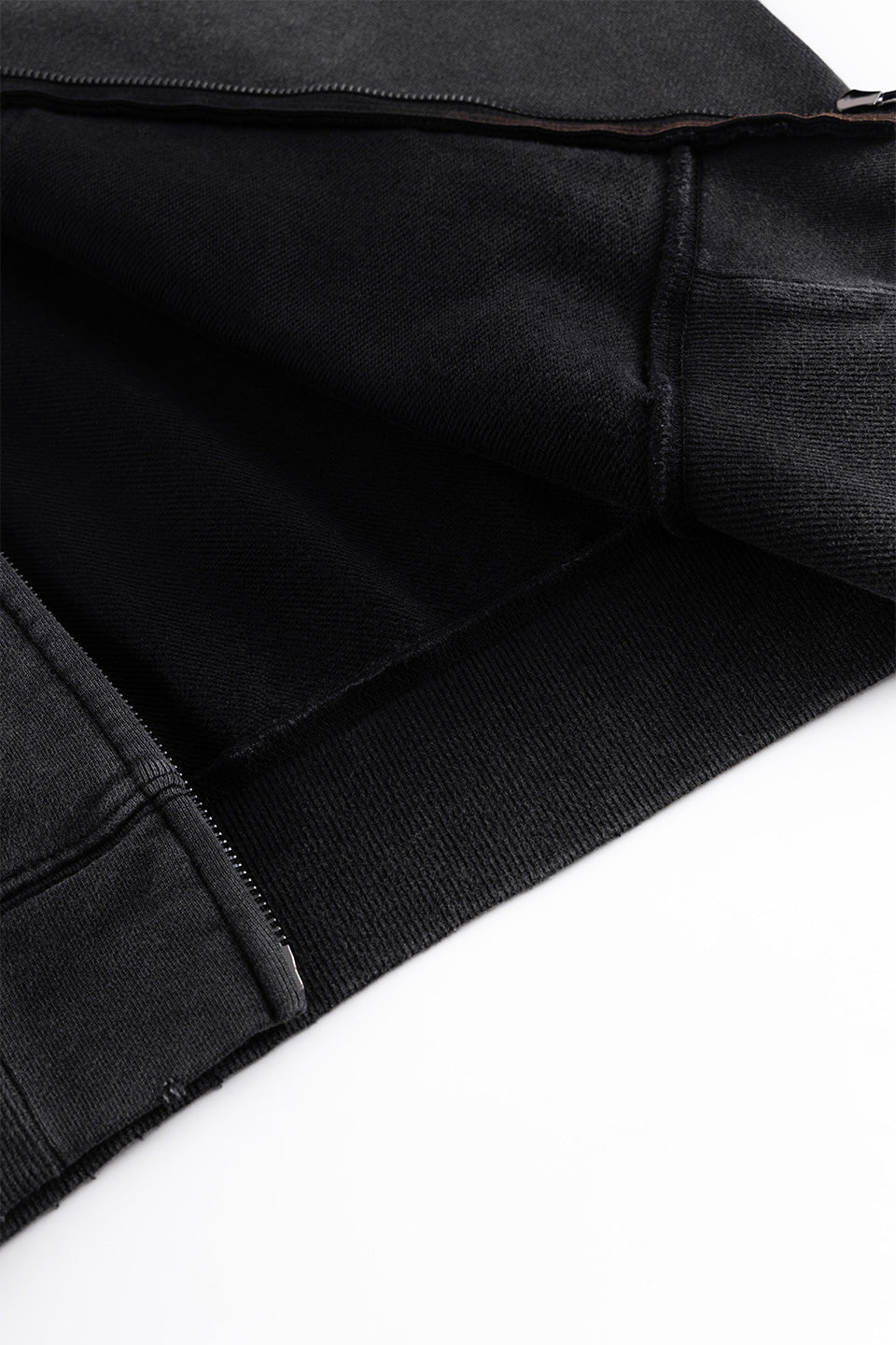 Skull Leather Patch Zip Hoodie