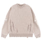 Distressed Cross Leather Patch Crew Knit V2