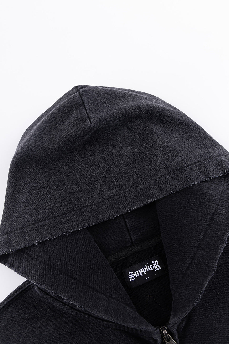 Distressed Cross Zip Hoodie