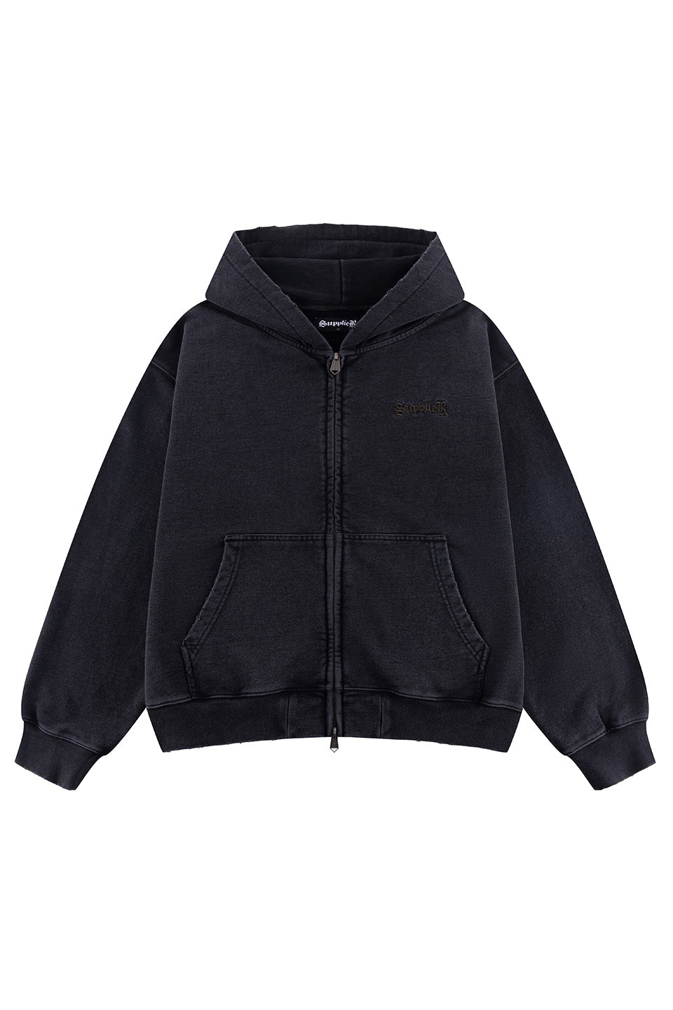 Distressed Cross Zip Hoodie