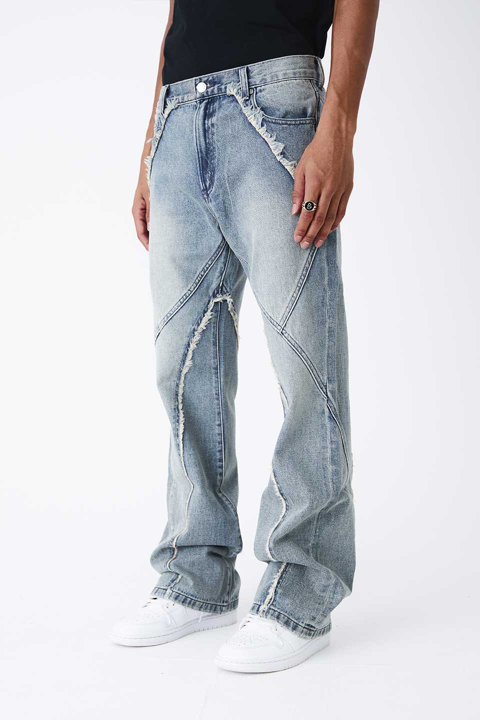 Curve Switching Flare Denim Pants