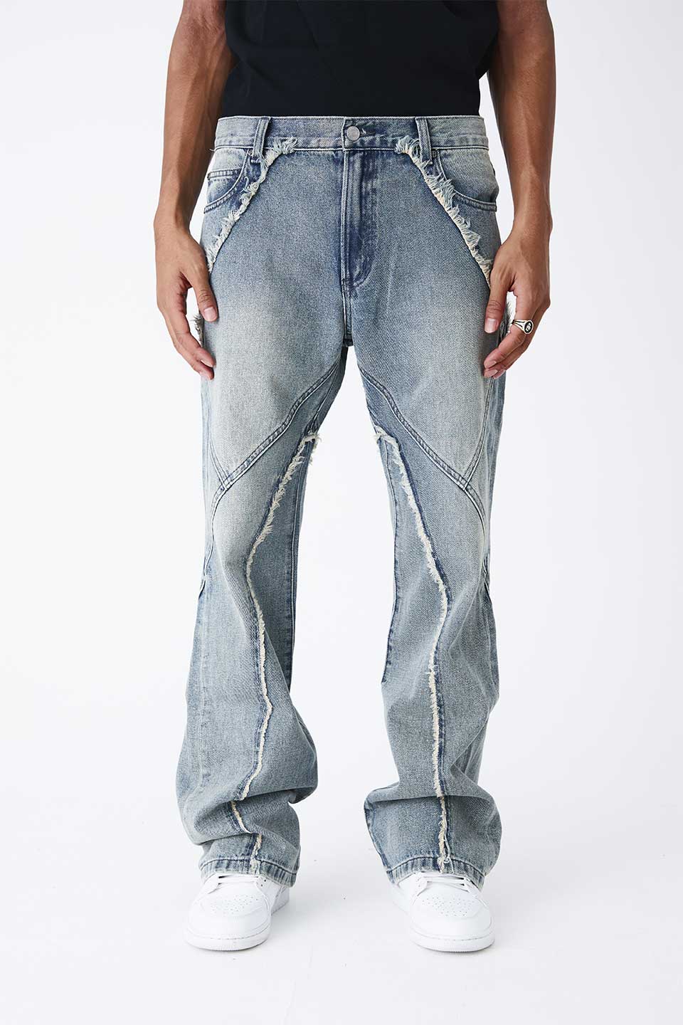 Curve Switching Flare Denim Pants