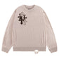 Distressed Multiple Cross Leather Patch Crew Knit