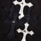 Distressed Multiple Cross Leather Patch Crew Knit