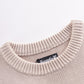 Distressed Multiple Cross Leather Patch Crew Knit