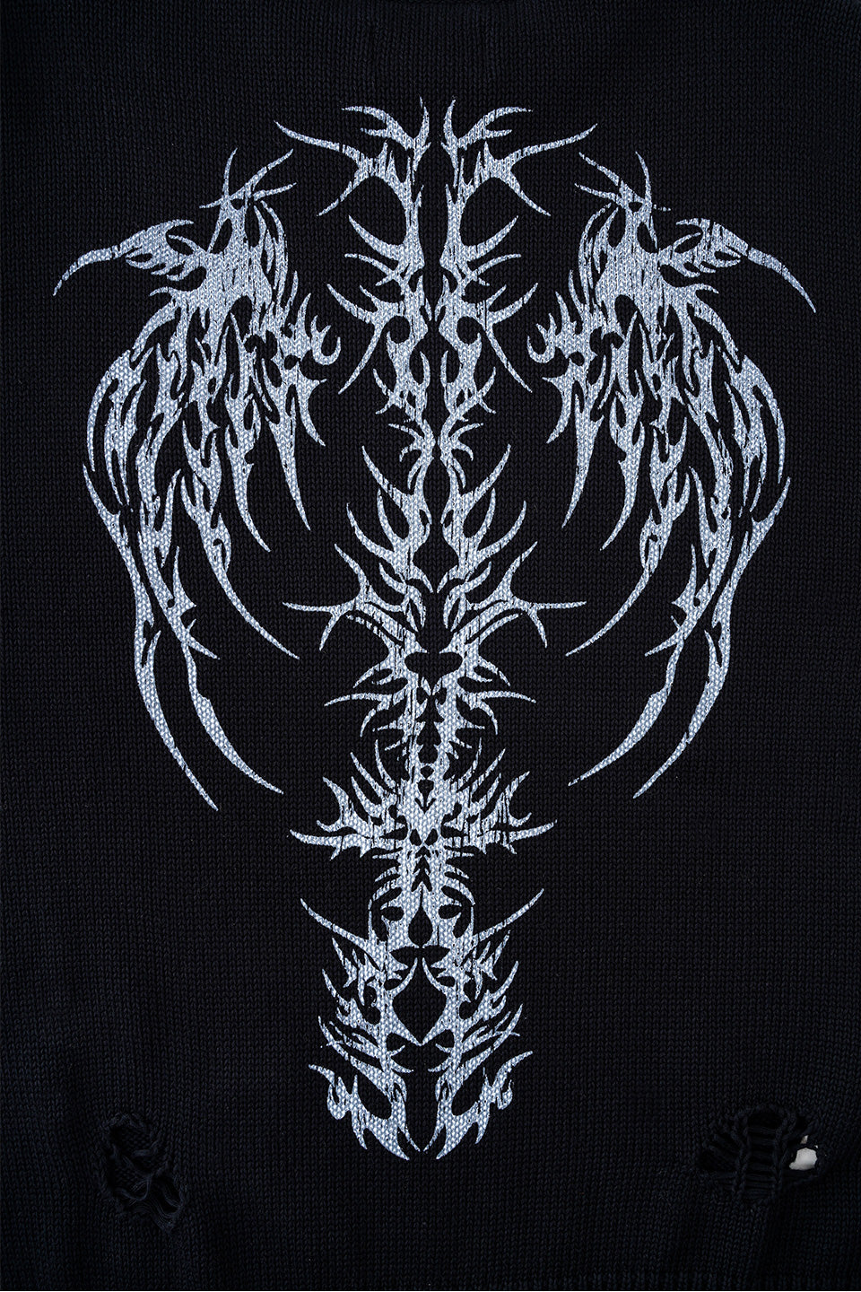 Distressed Tribal Bones Crew Knit