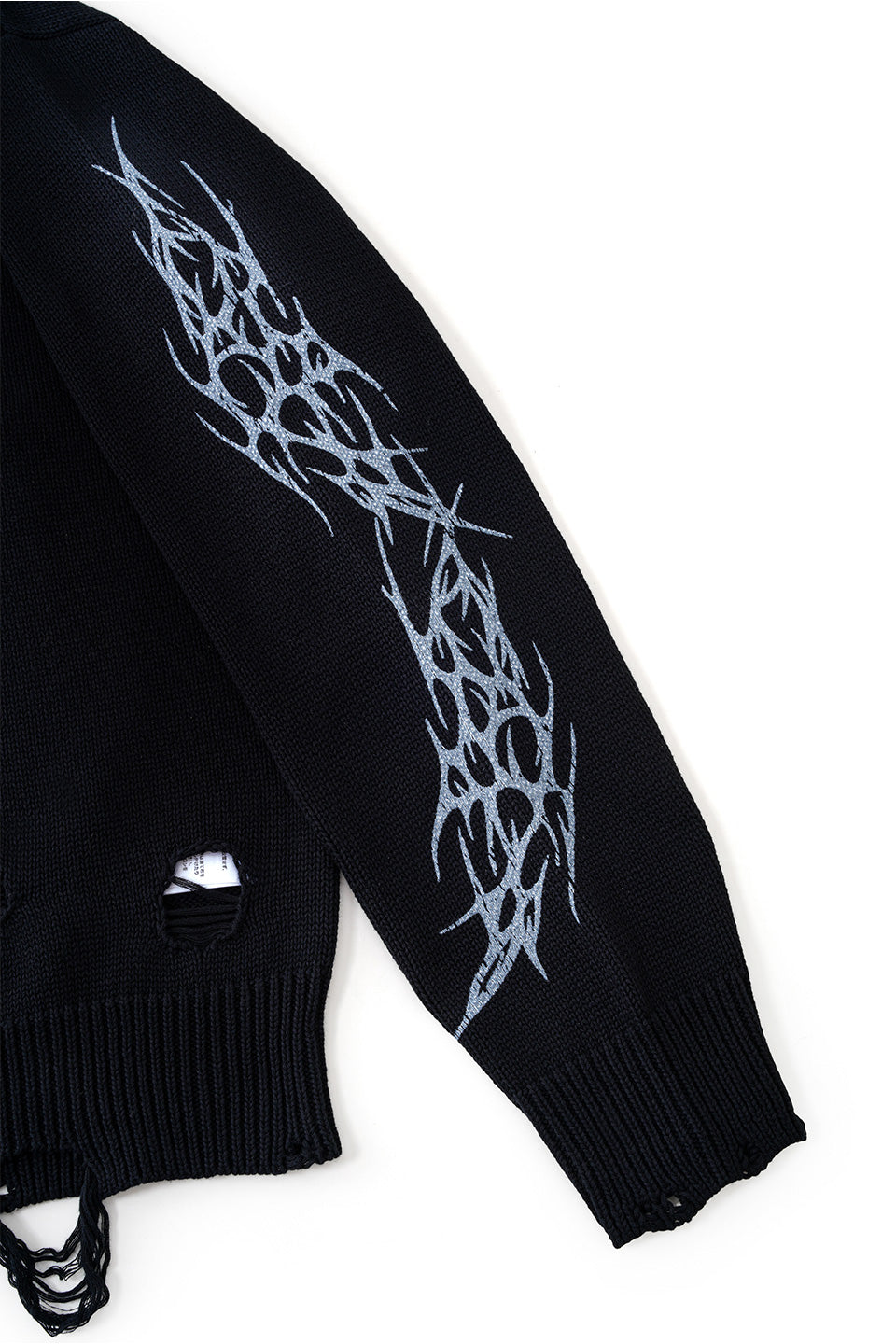 Distressed Tribal Bones Crew Knit