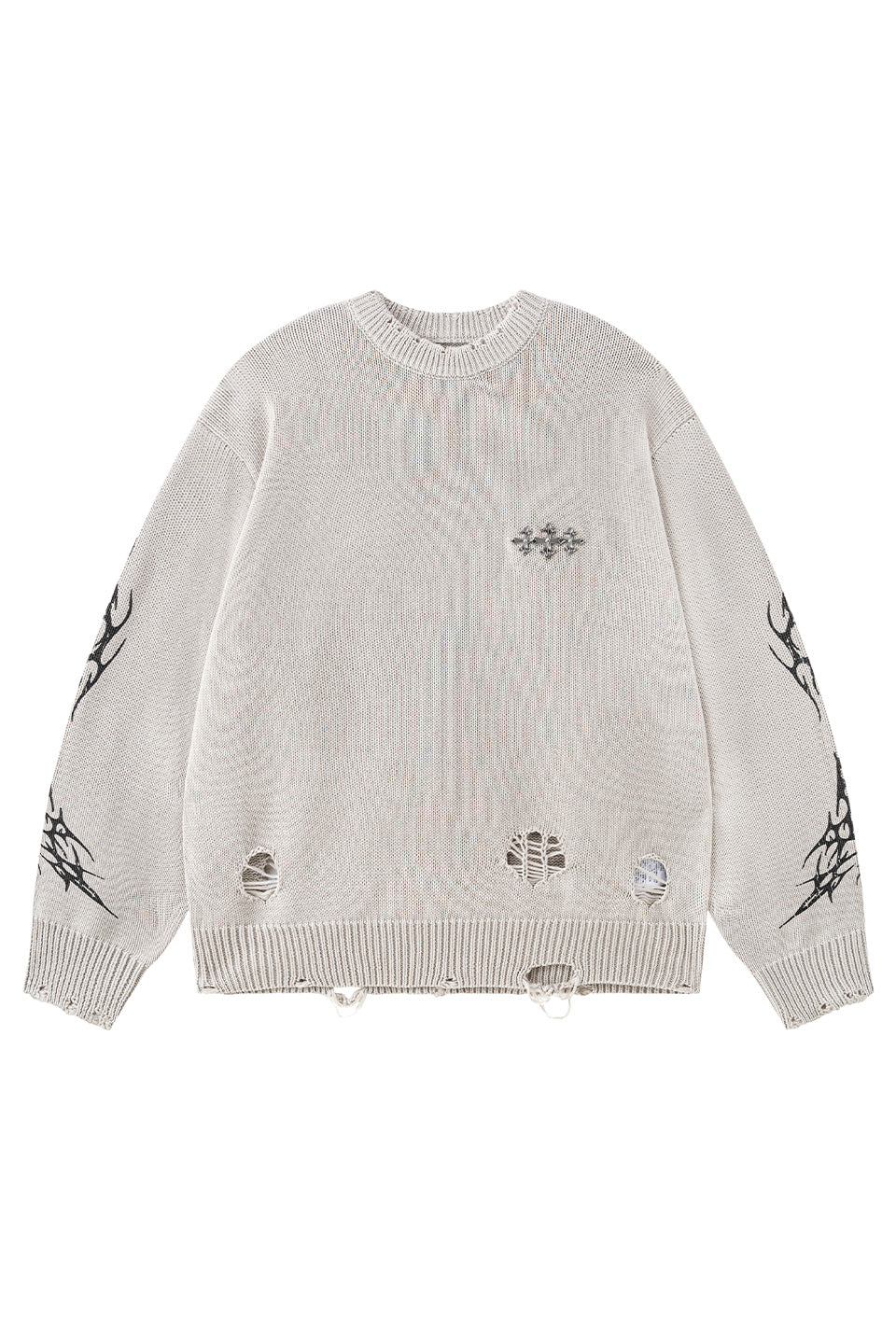 Distressed Tribal Bones Crew Knit