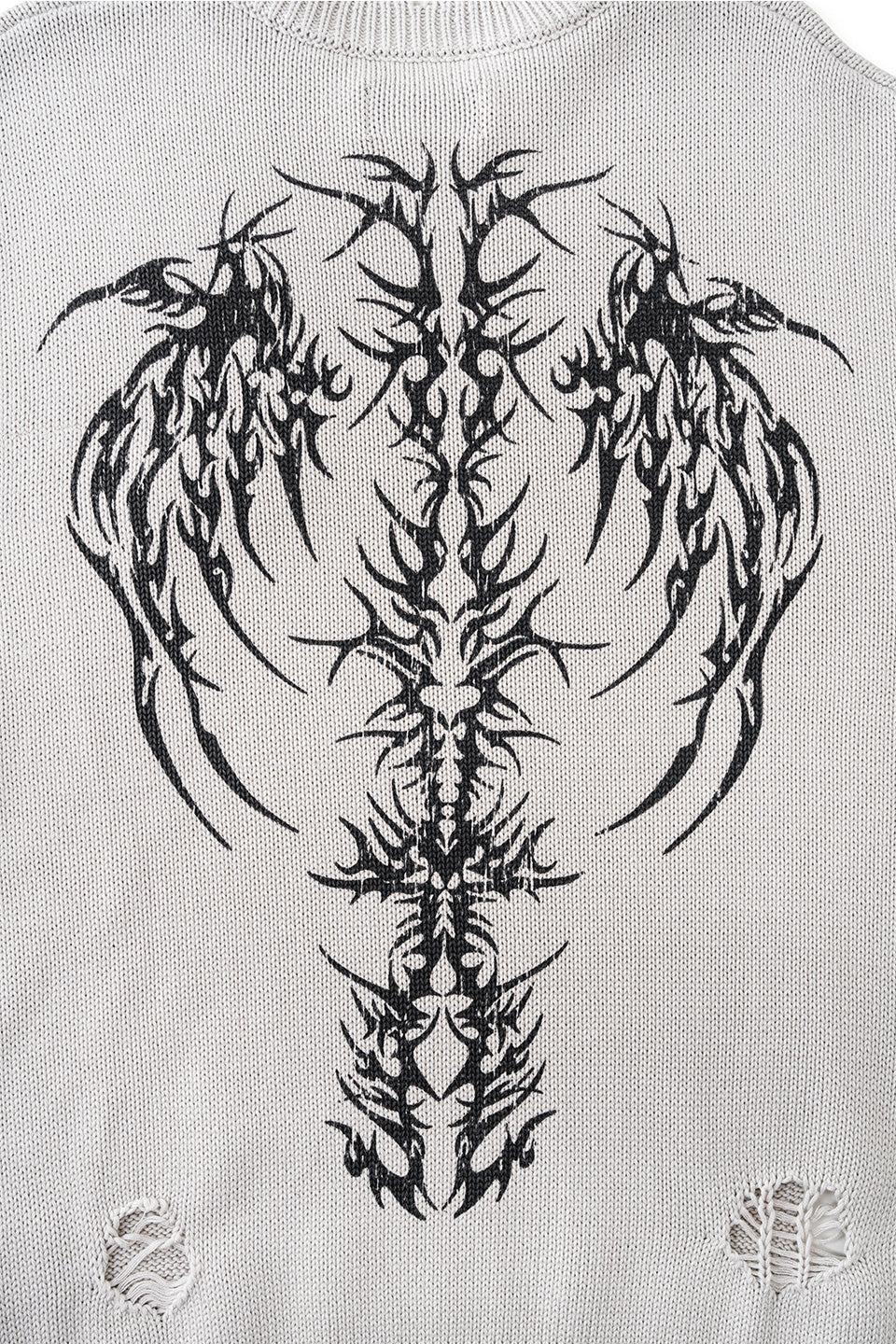 Distressed Tribal Bones Crew Knit
