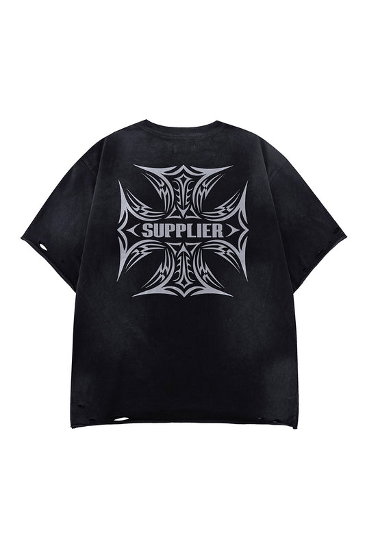 Distressed Tribal Iron Cross Logo Tee