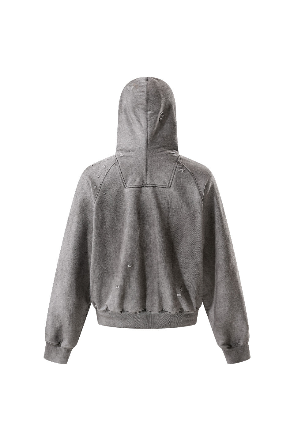 Double Drawstring Ripped Hooded Sweatshirt