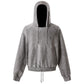 Double Drawstring Ripped Hooded Sweatshirt