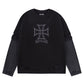 Dusty Iron Cross Layered Long Sleeve Tee