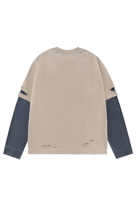 Dusty Iron Cross Layered Long Sleeve Tee
