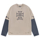 Dusty Iron Cross Layered Long Sleeve Tee