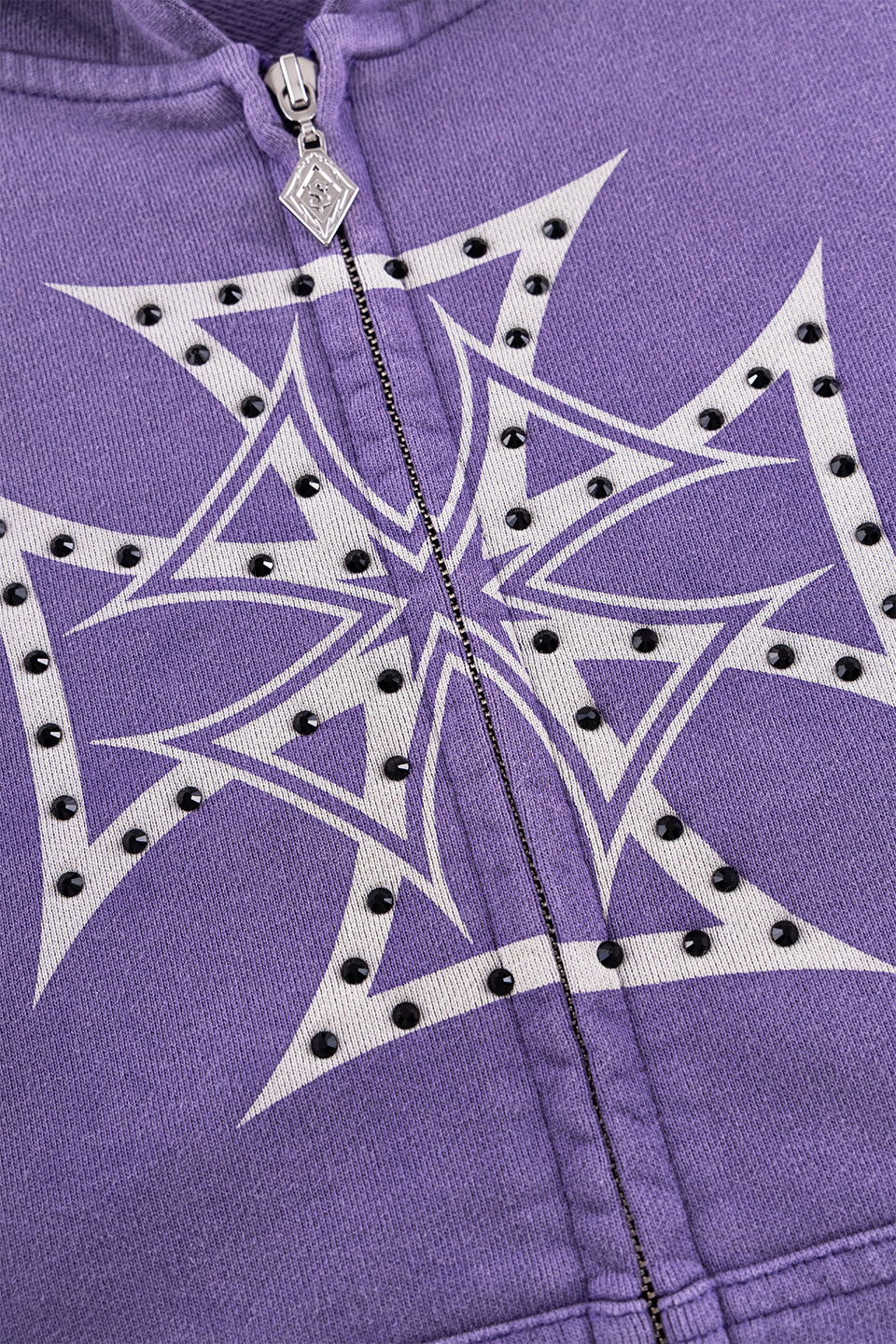 Dusty Iron Cross Rhinestone Zip Hoodie
