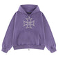 Dusty Iron Cross Rhinestone Zip Hoodie