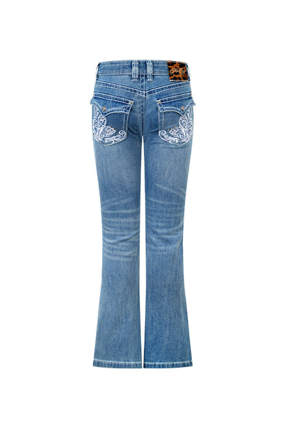 Embroidery Flared Jeans Women'S
