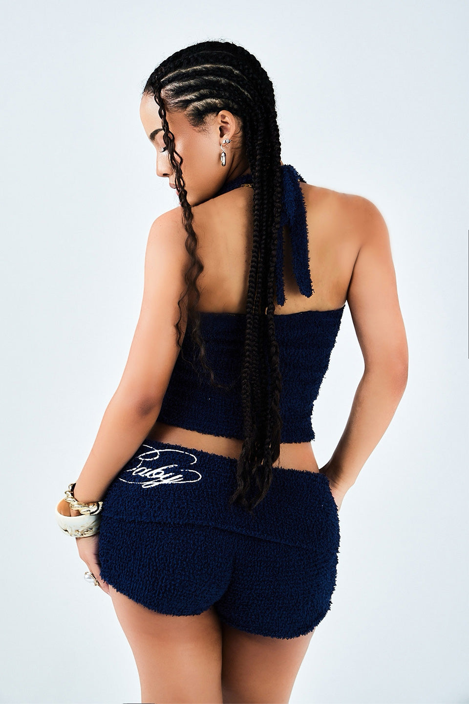 Eyelash Knit Halterneck Tank & Shorts Women's