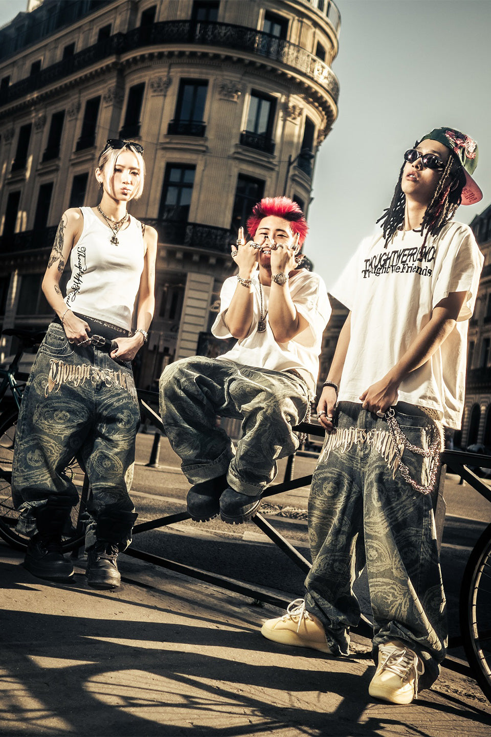 Eyethought 2.0 Distressed Baggy Denims With Embroidery & Studs