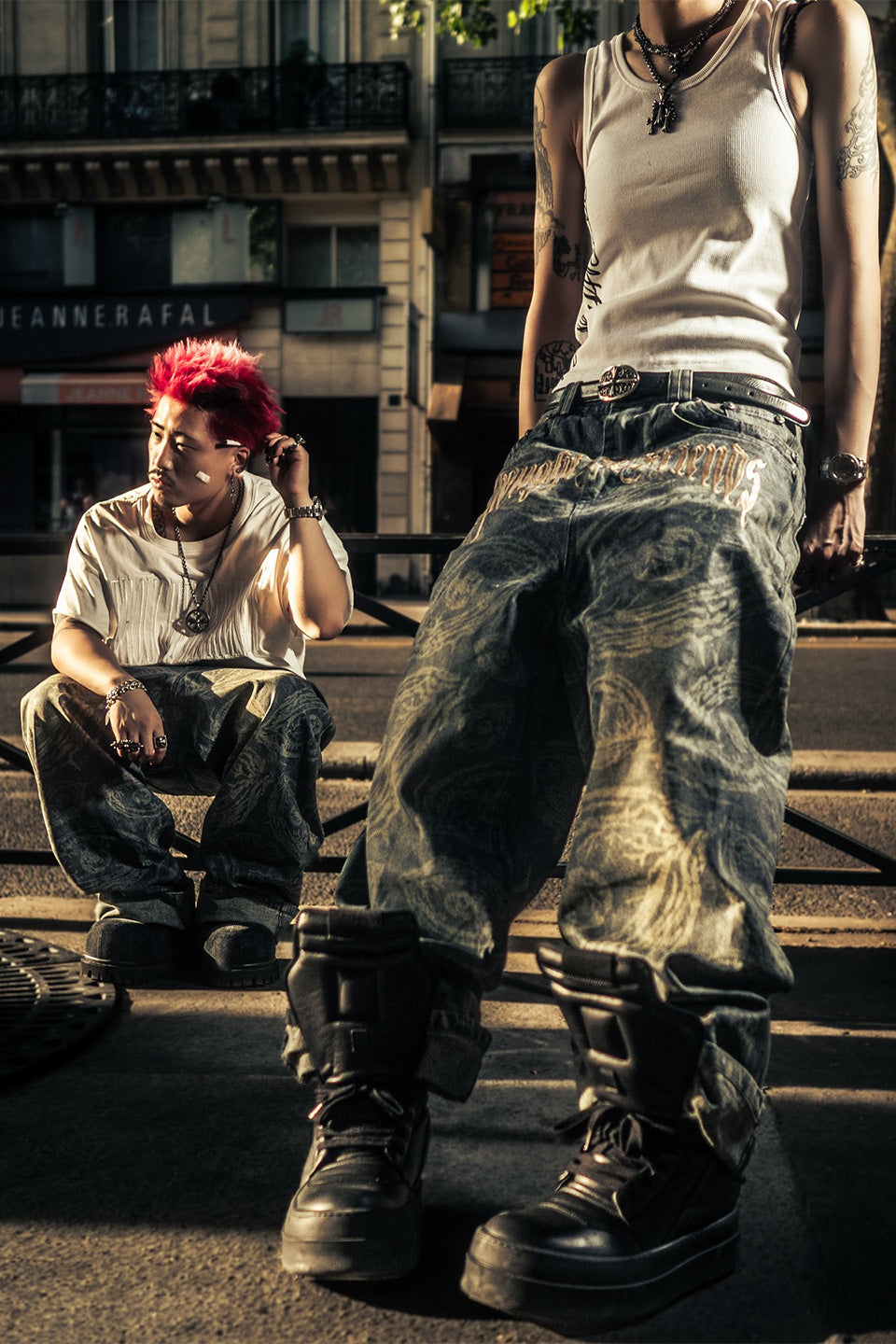 Eyethought 2.0 Distressed Baggy Denims With Embroidery & Studs