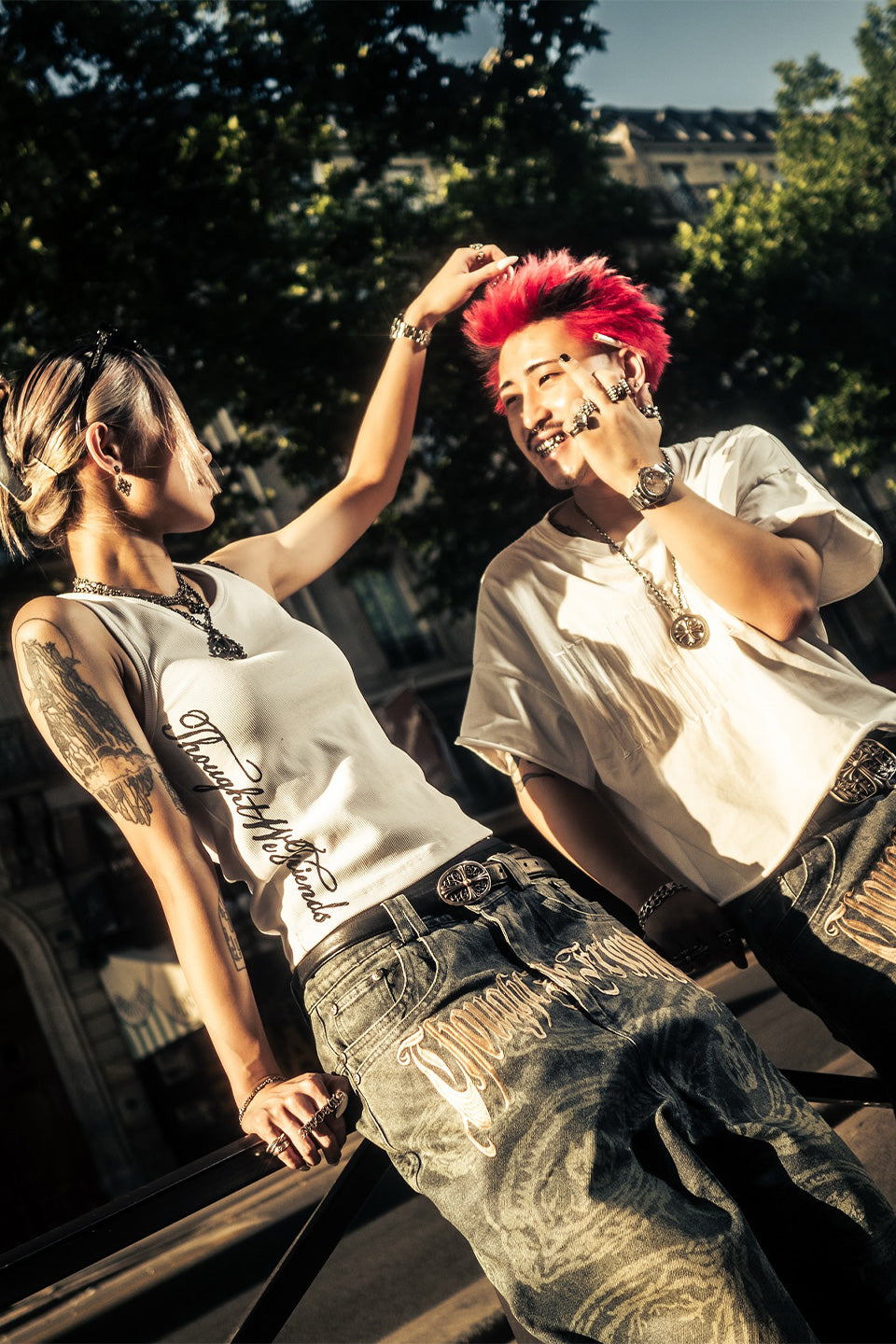 Eyethought 2.0 Distressed Baggy Denims With Embroidery & Studs