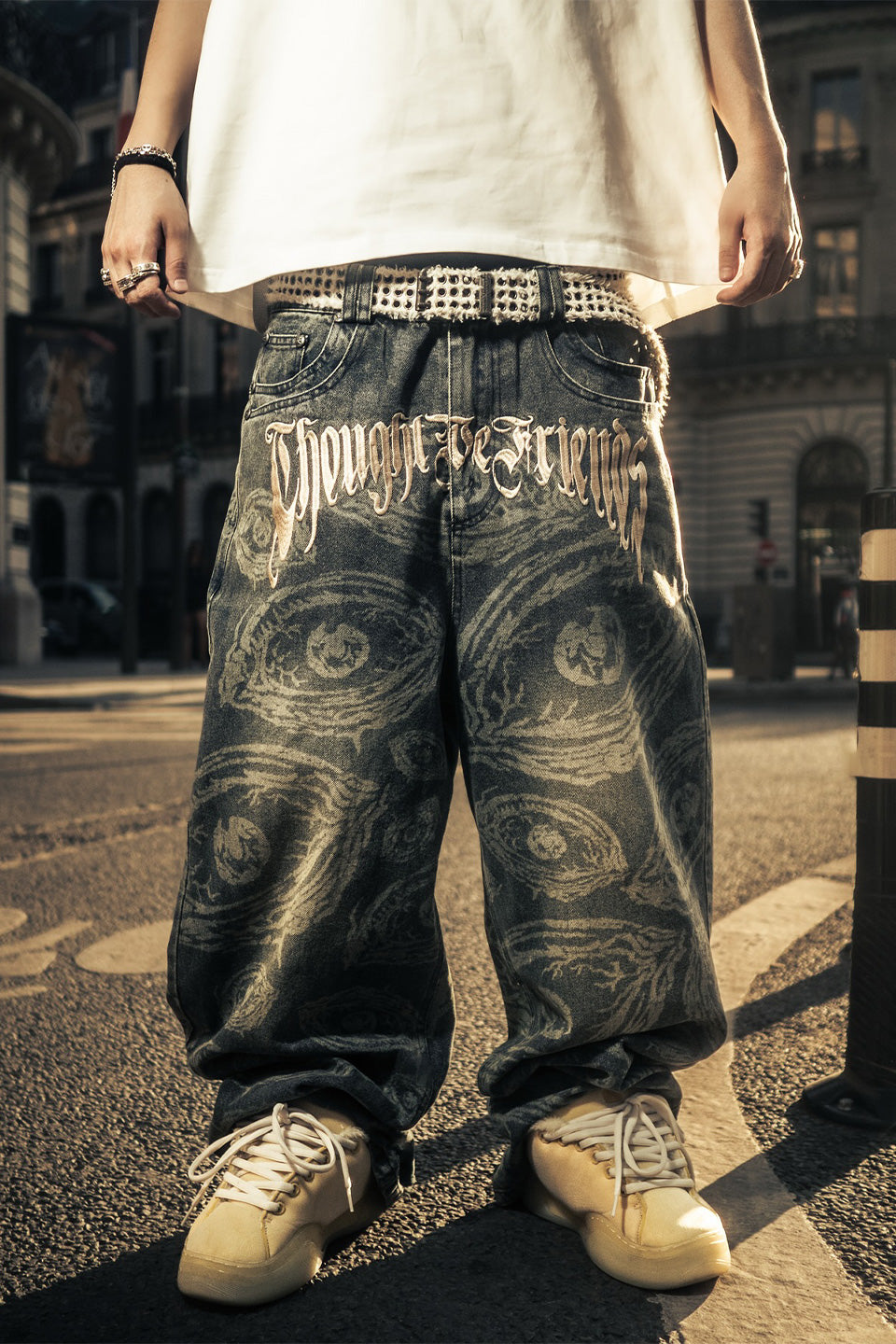 Eyethought 2.0 Distressed Baggy Denims With Embroidery & Studs