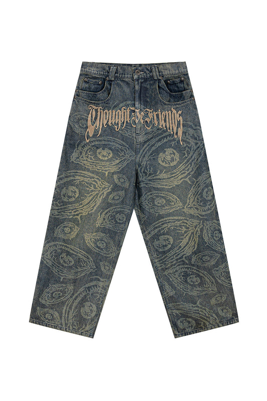 Eyethought 2.0 Distressed Baggy Denims With Embroidery & Studs