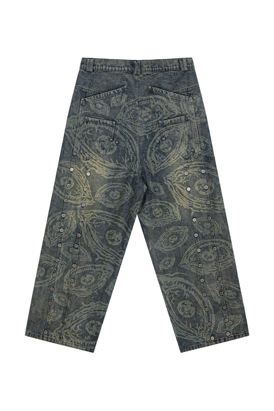 Eyethought 2.0 Distressed Baggy Denims With Embroidery & Studs
