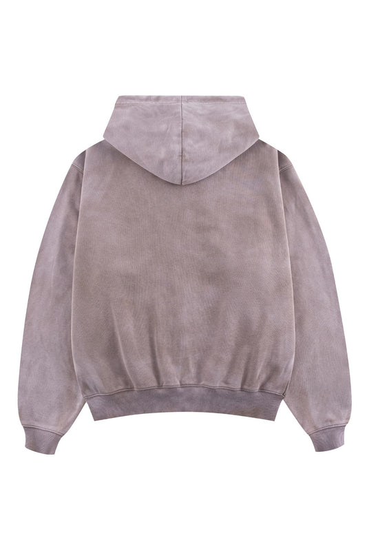 Faded Embroidery Zip Up Hoodie