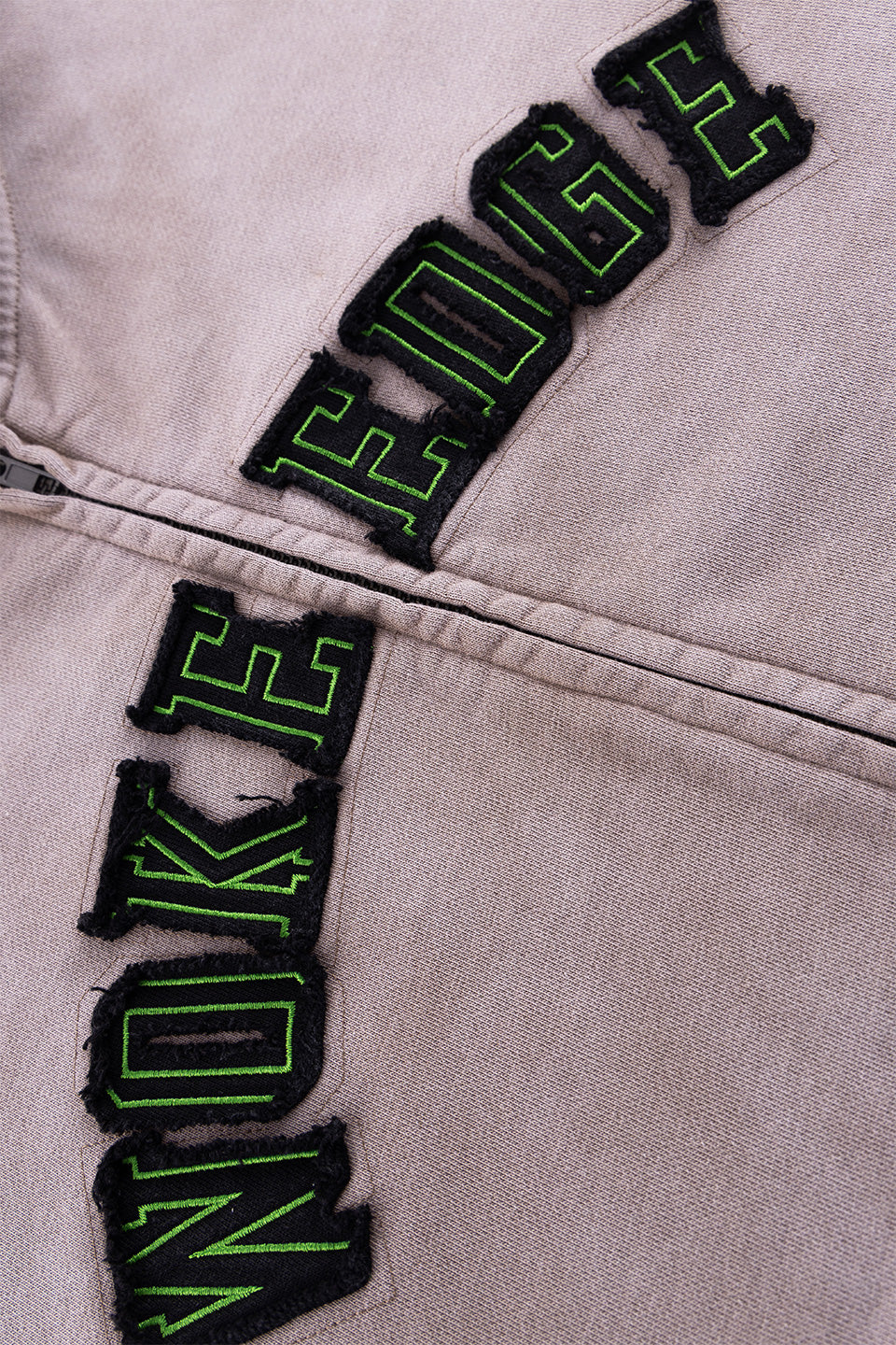 Faded Embroidery Zip Up Hoodie