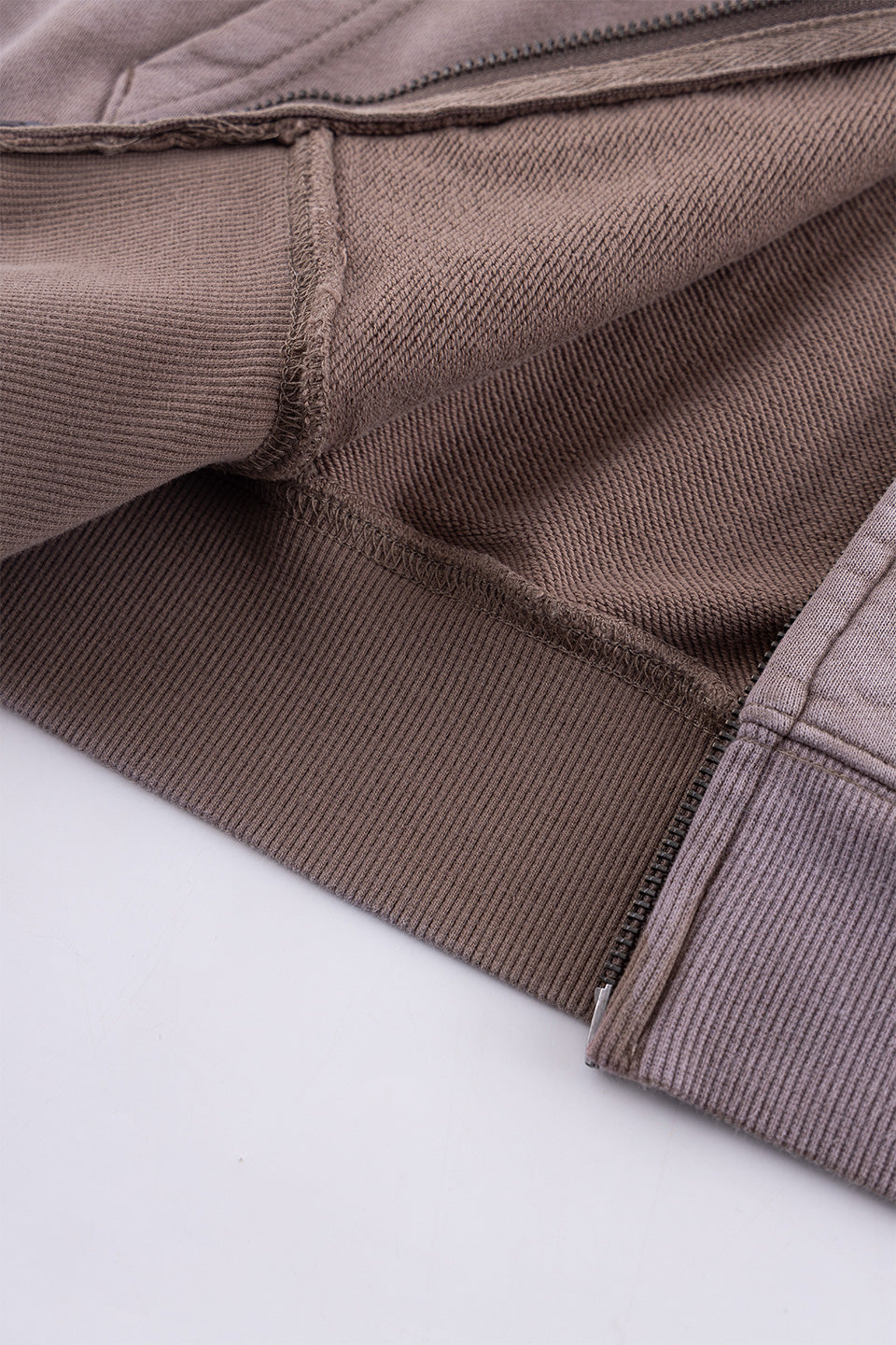 Faded Embroidery Zip Up Hoodie