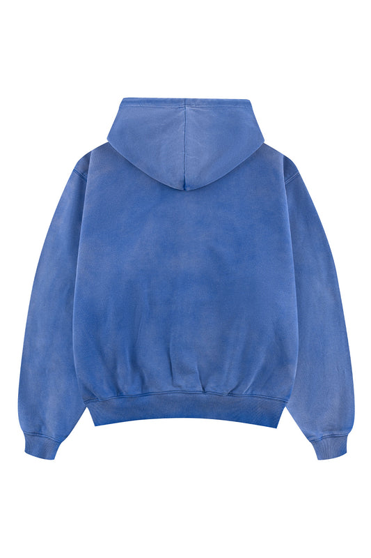 Faded Embroidery Zip Up Hoodie