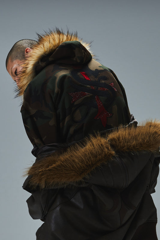 Faux Fur Cross Zip Hoodie