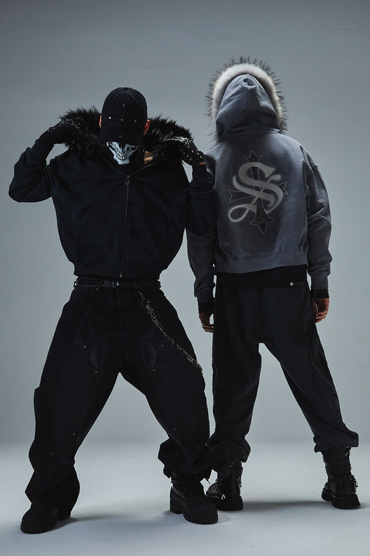 【予約商品】Faux Fur Cross Zip Hoodie【11月中旬〜下旬お届け】