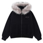 Faux Fur Cross Zip Hoodie