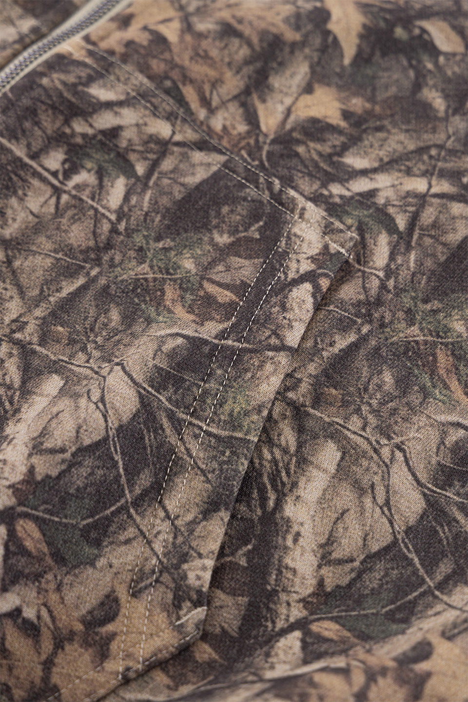 Tree Camo Faux Fur Cross Zip Hoodie