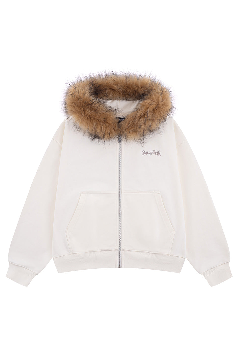 Faux Fur Cross Zip Hoodie