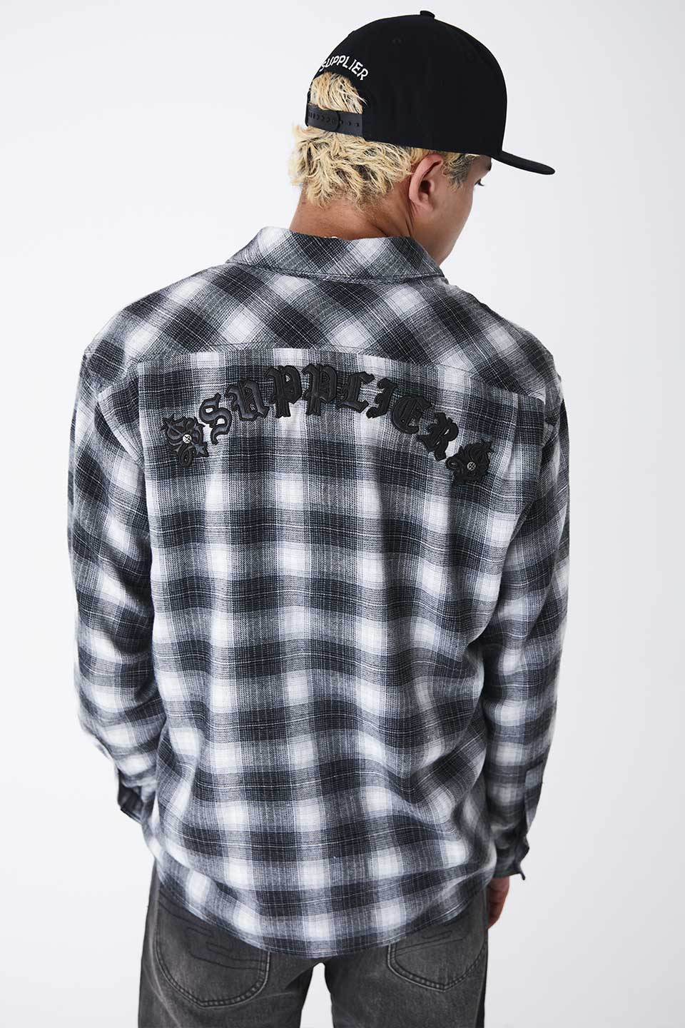 Faux Leather Patch Check Shirt