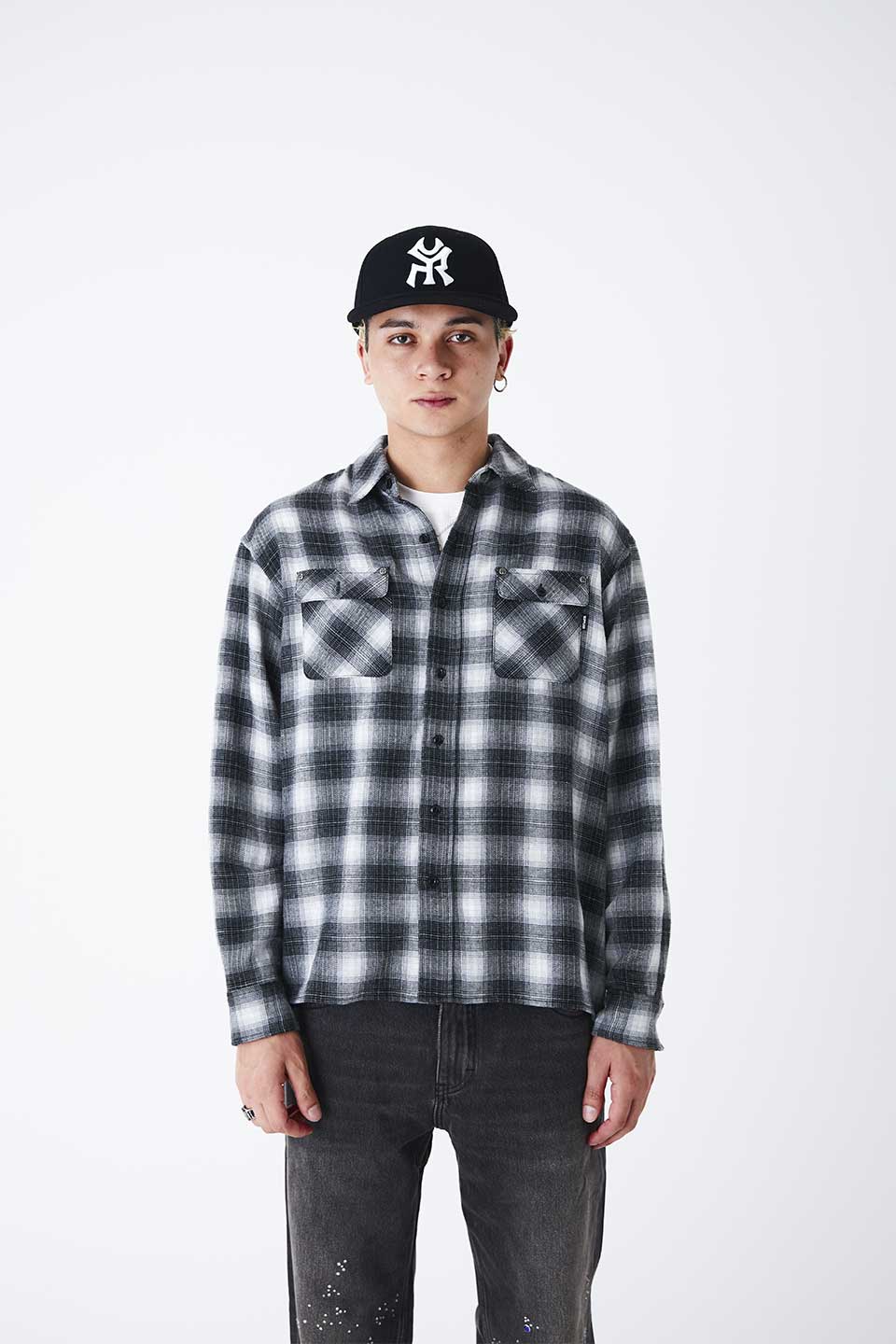 Faux Leather Patch Check Shirt