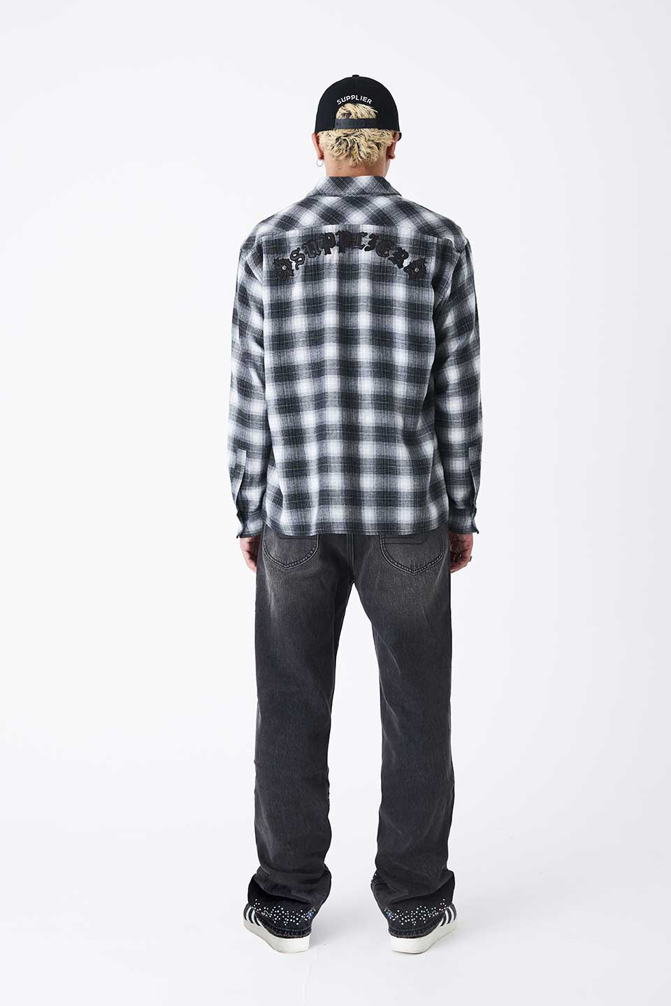 Faux Leather Patch Check Shirt