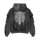 Fire Bones Layered Sleeve Zip Hoodie