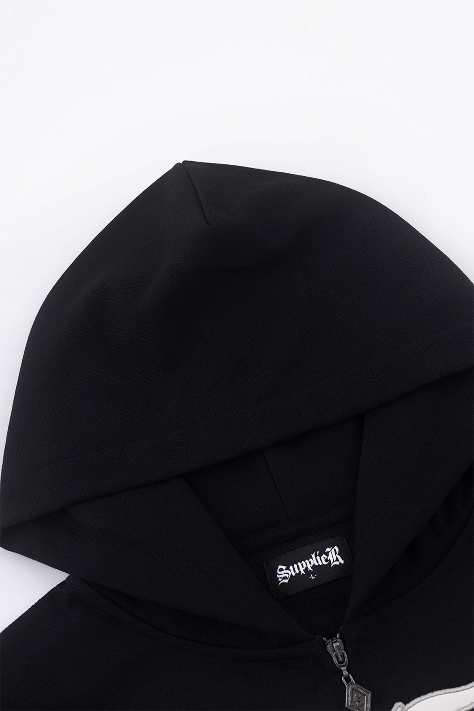 Fire Bones Leather Patch Zip Hoodie