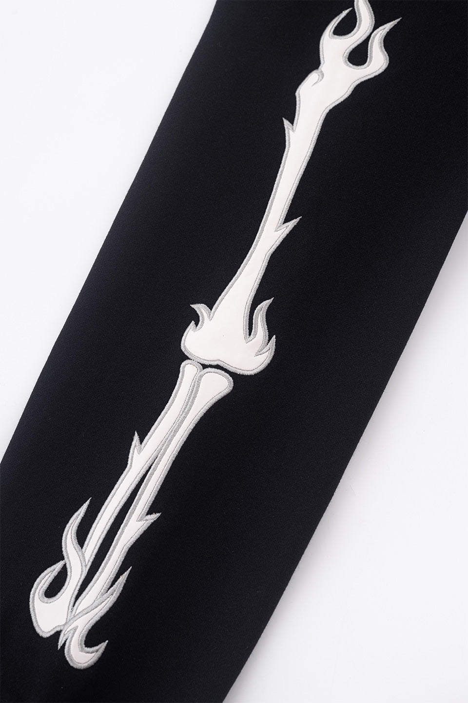 Fire Bones Leather Patch Zip Hoodie