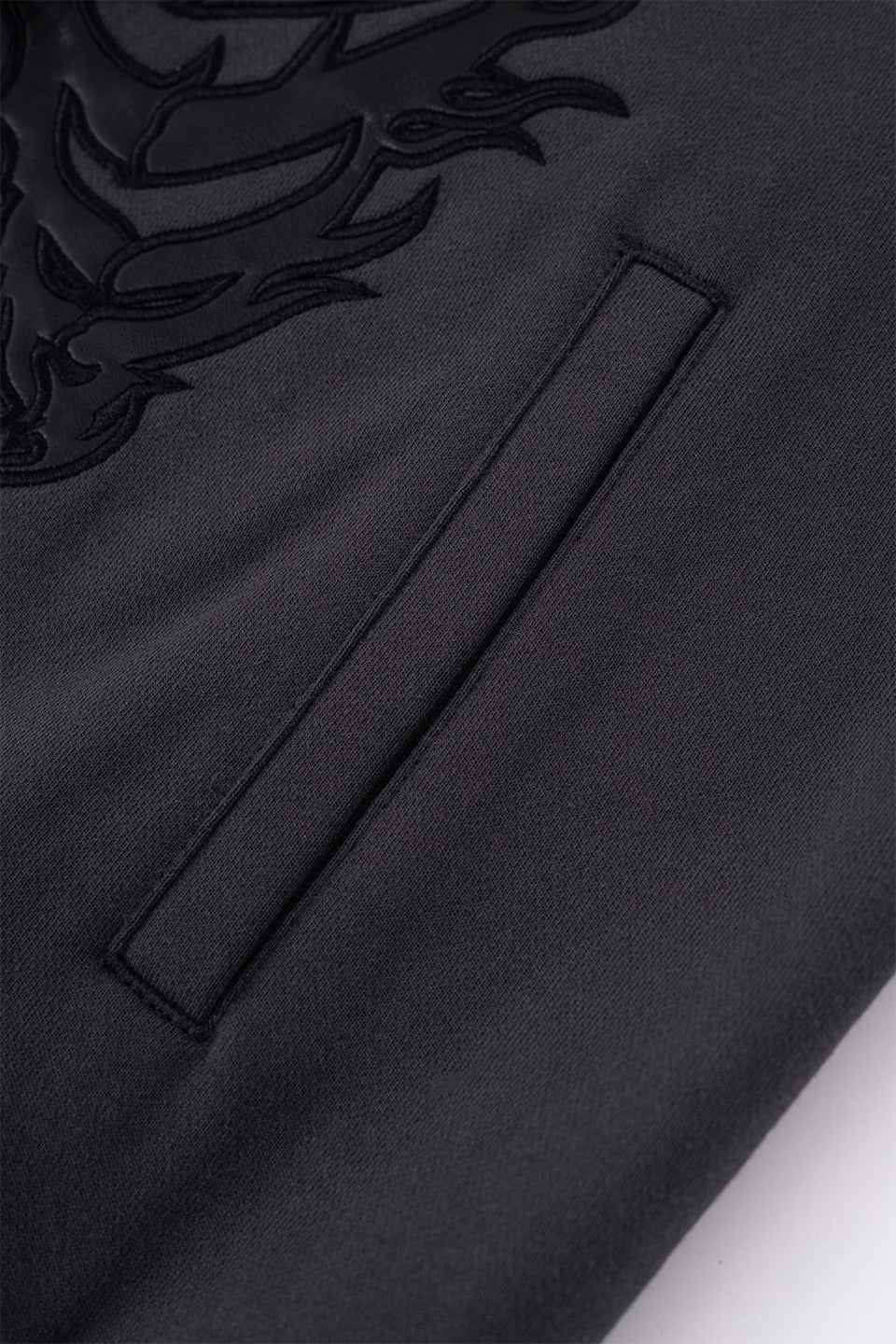 Fire Bones Leather Patch Zip Hoodie