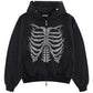 Fire Skeleton Rhinestone Zip Hoodie
