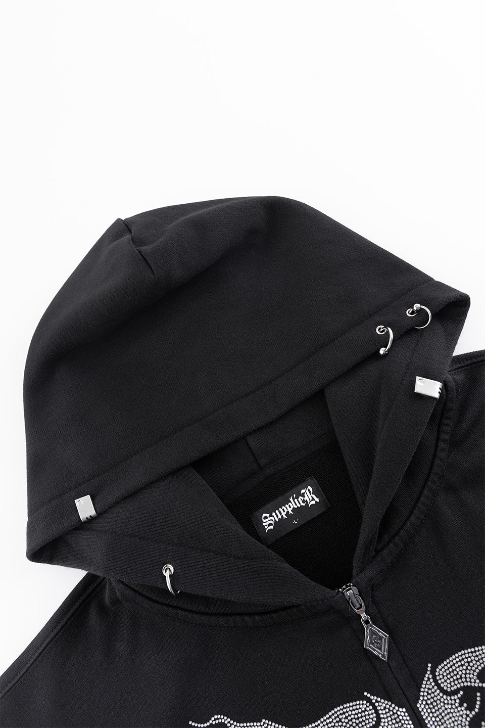 Fire Skeleton Rhinestone Zip Hoodie