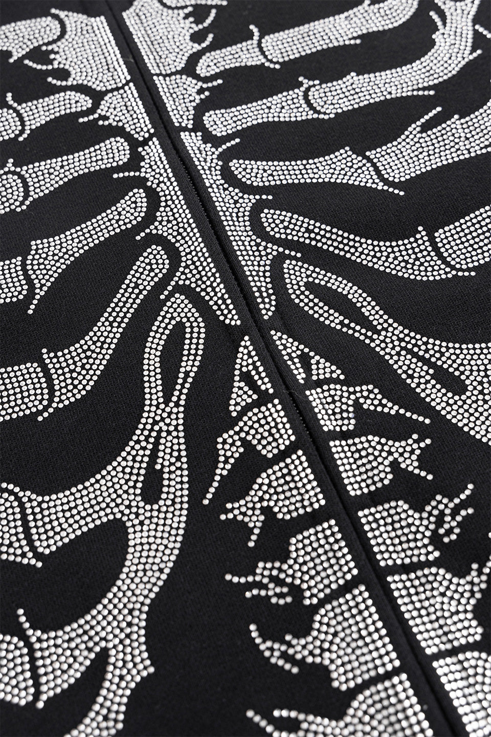 Fire Skeleton Rhinestone Zip Hoodie