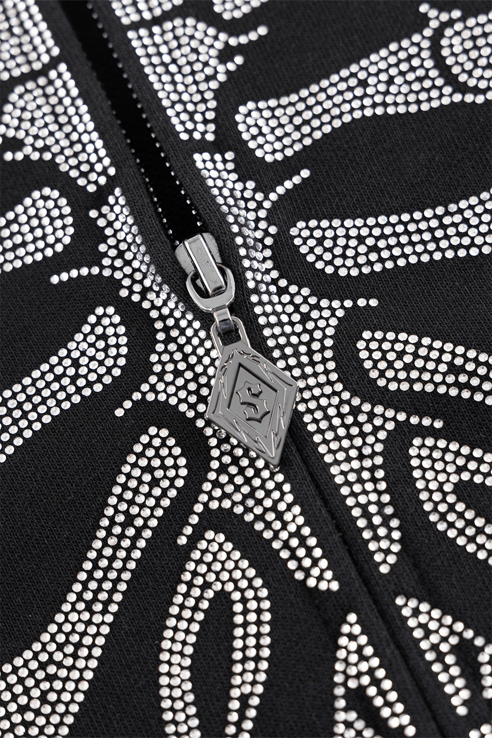 Fire Skeleton Rhinestone Zip Hoodie