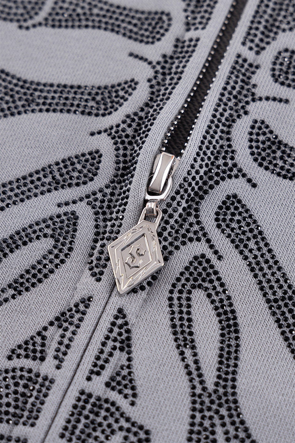 Fire Skeleton Rhinestone Zip Hoodie